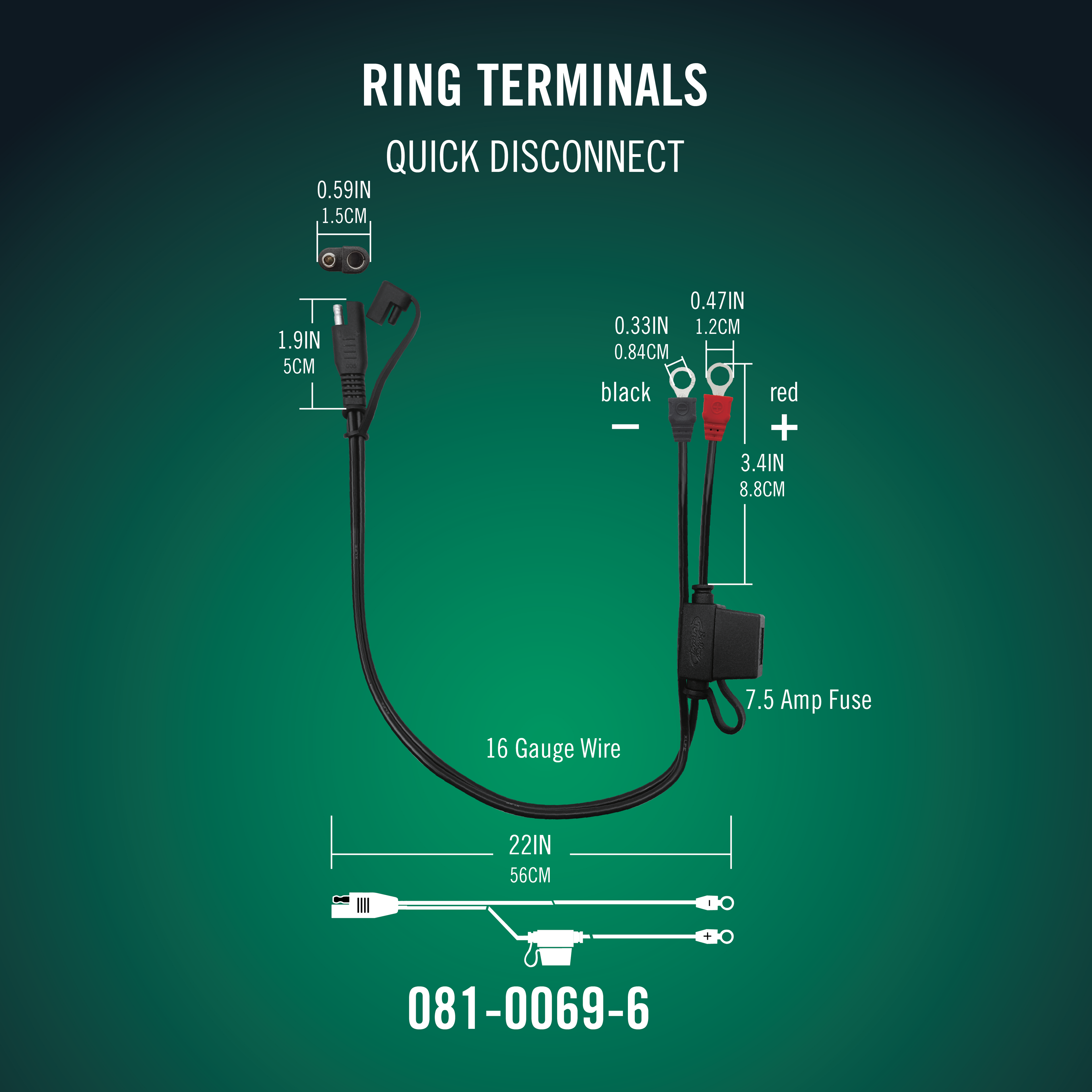 Ring Terminal Harness with Quick Disconnect 25 Pack